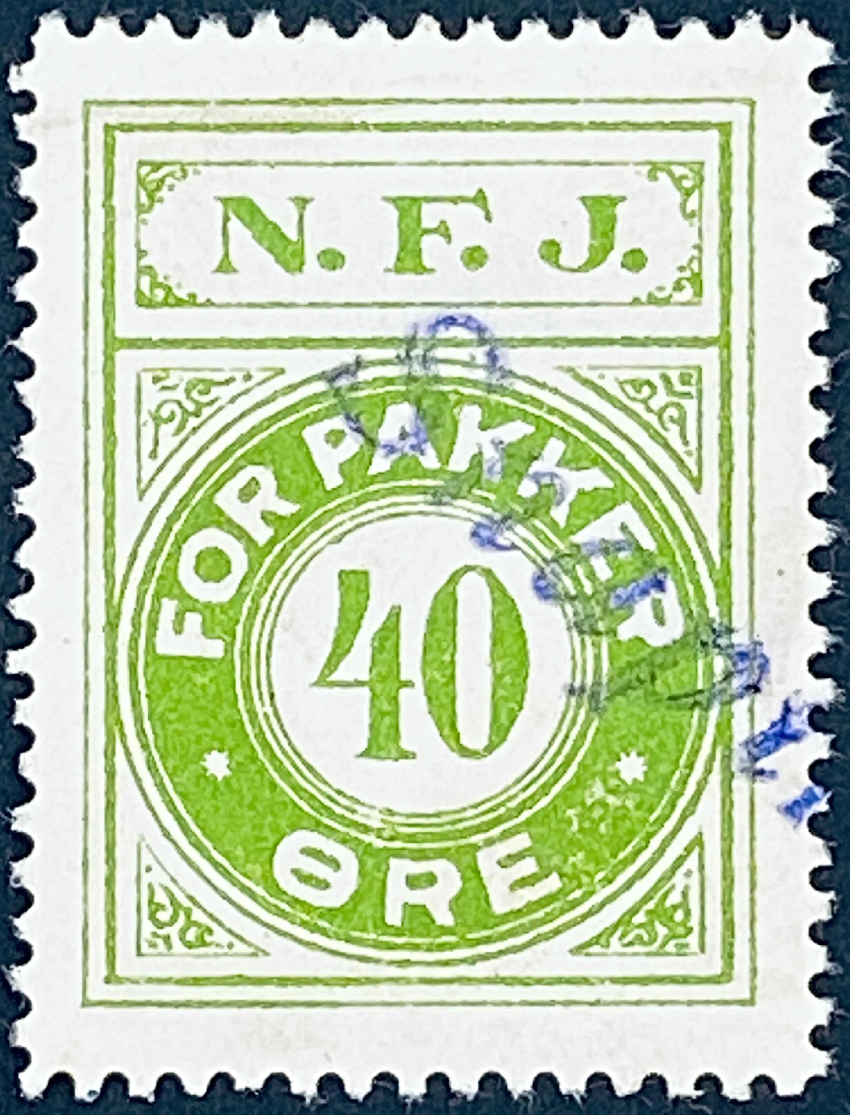 NFJ 26A - 40 Øre - Grøn - stemplet på Snapind Holdeplads.