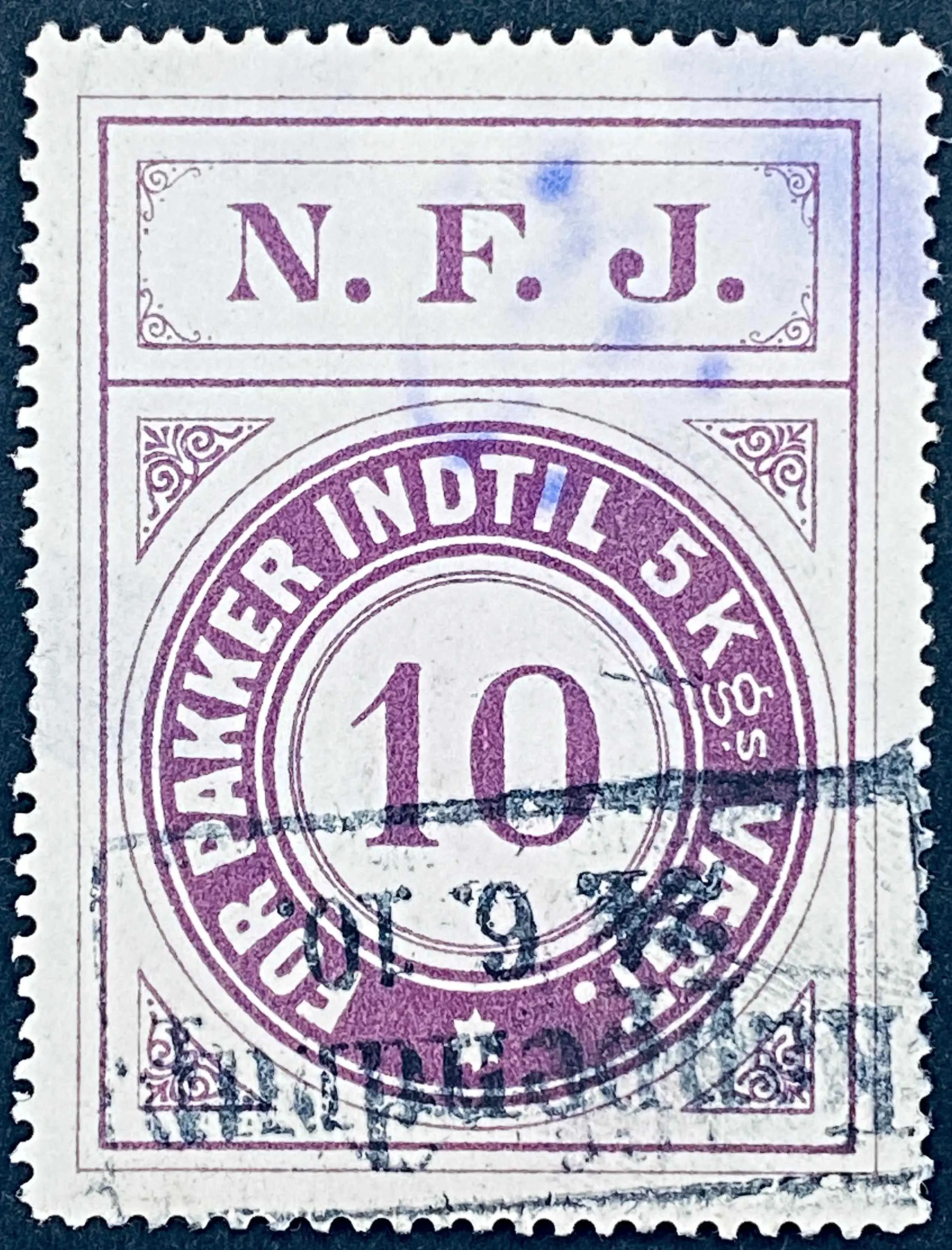 NFJ 5 - 10 Øre - Violet - stemplet på Kappendrup Station.