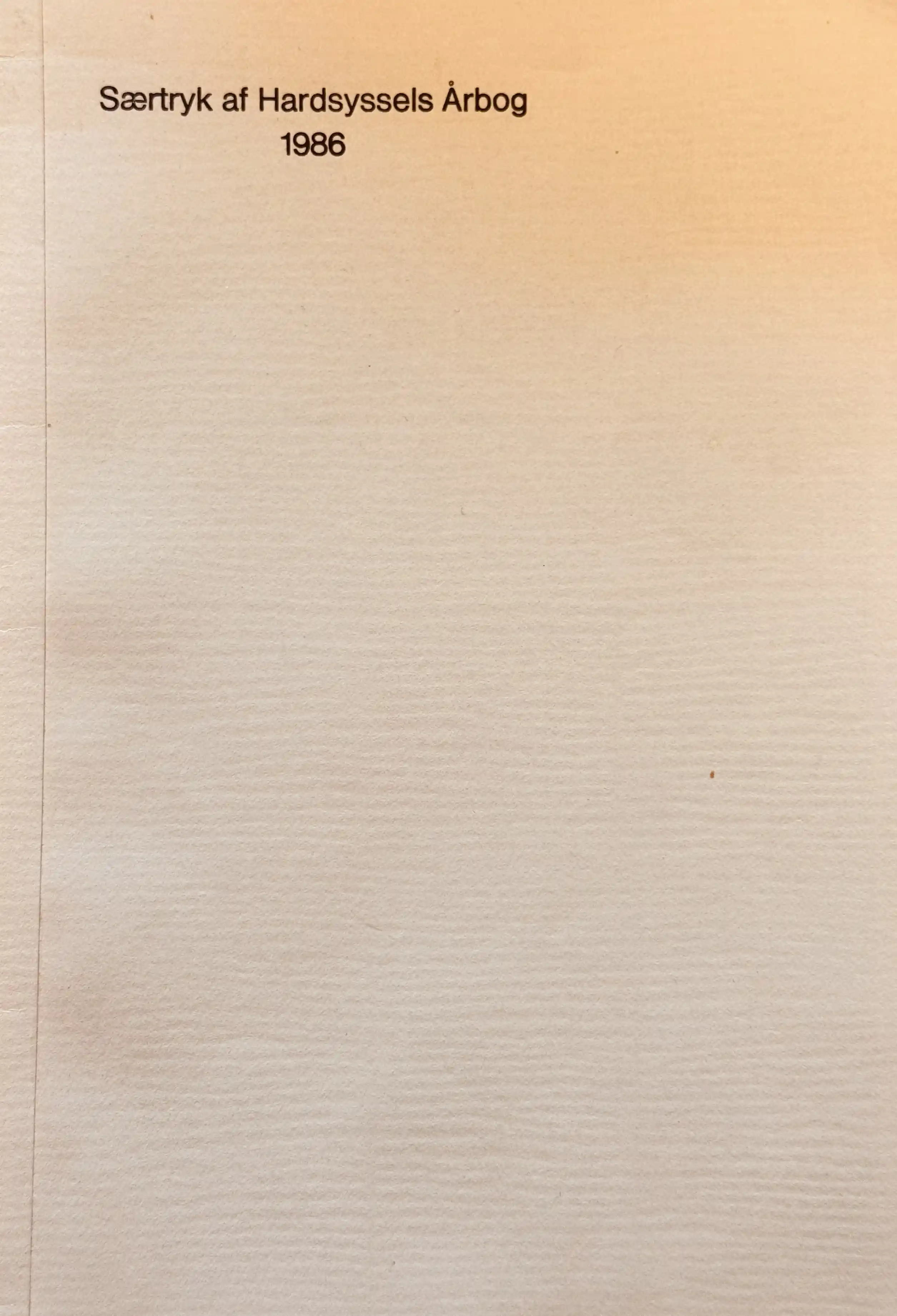 Særtryk af Hardsyssels Årbog 1986