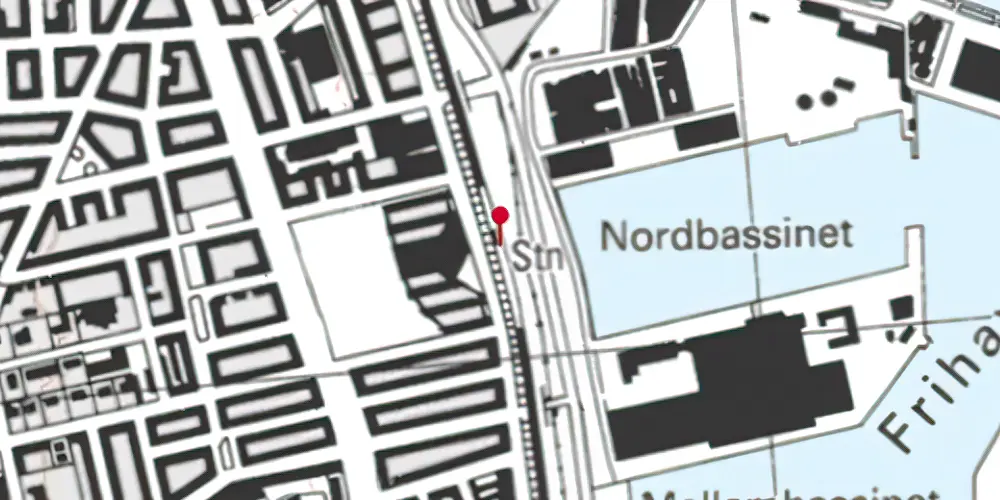 Historisk kort over Nordhavn S-togstrinbræt