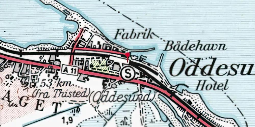 Historisk kort over Oddesund Nord Trinbræt Historisk kort over Oddesund Nord Trinbræt
