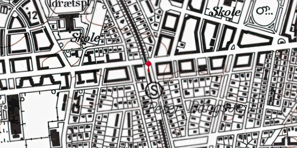 Historisk kort over Peter Bangs Vej S-togstrinbræt