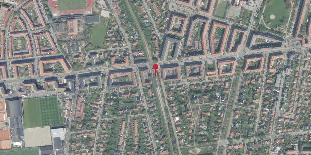 Historisk kort over Peter Bangs Vej S-togstrinbræt