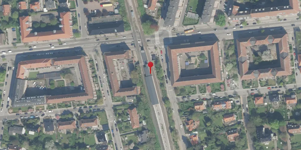 Historisk kort over Peter Bangs Vej S-togstrinbræt