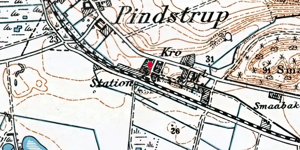 Historisk kort over Pindstrup Station