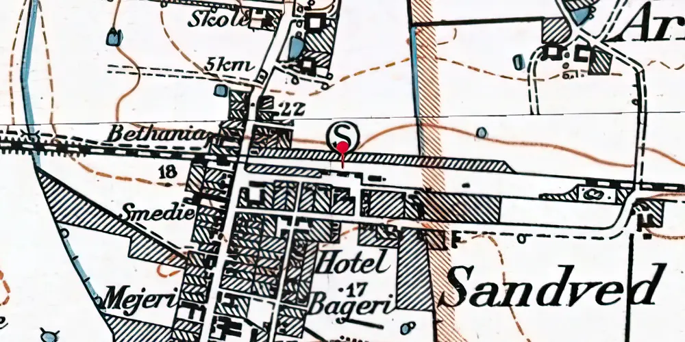 Historisk kort over Sandved Station Historisk kort over Sandved Station