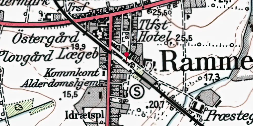 Historisk kort over Ramme Station Historisk kort over Ramme Station