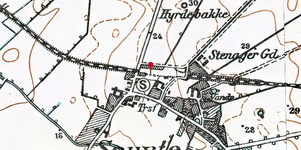 Historisk kort over Saunte Station Historisk kort over Saunte Station