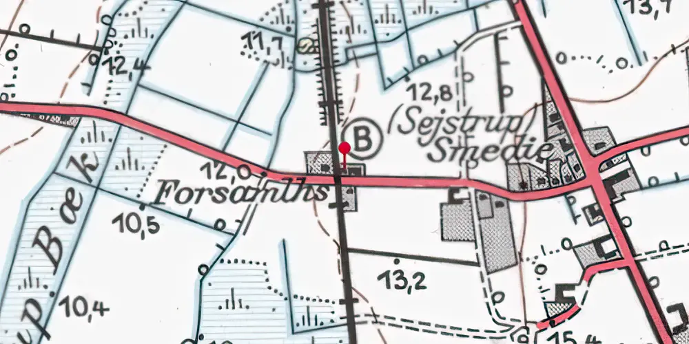 Historisk kort over Sejstrup Trinbræt