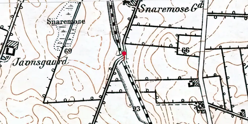 Historisk kort over Snoghøj Teknisk Station
