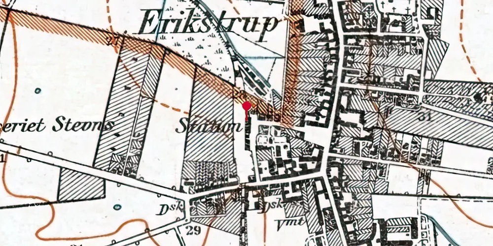 Historisk kort over Store Heddinge Station