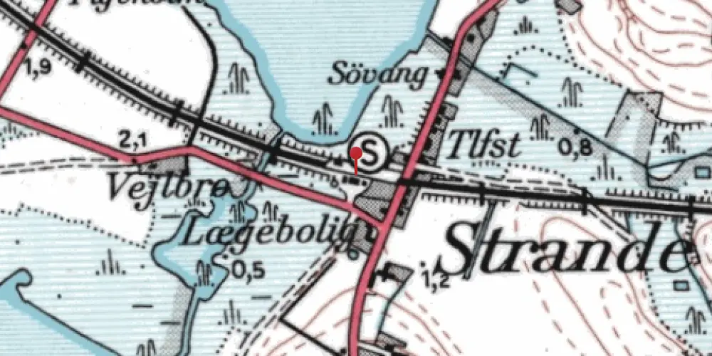 Historisk kort over Strande Trinbræt