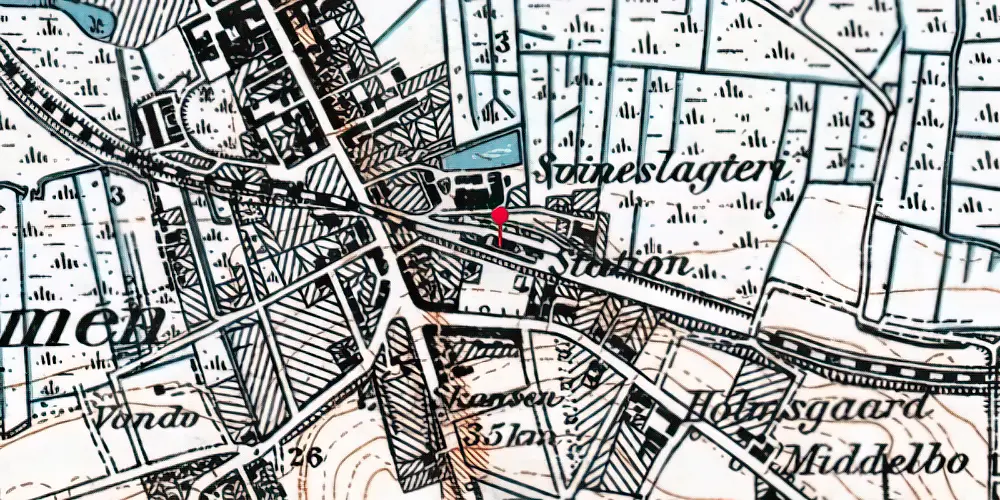 Historisk kort over Strømmen Station