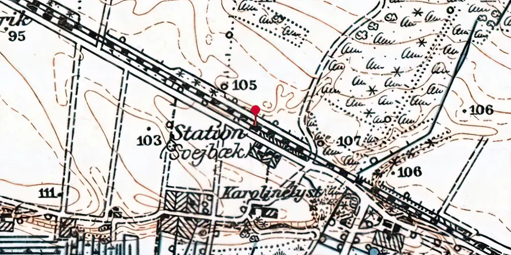 Historisk kort over Svejbæk Trinbræt