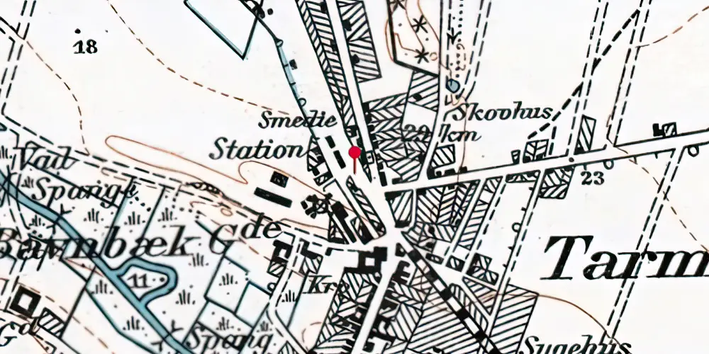 Historisk kort over Tarm Trinbræt