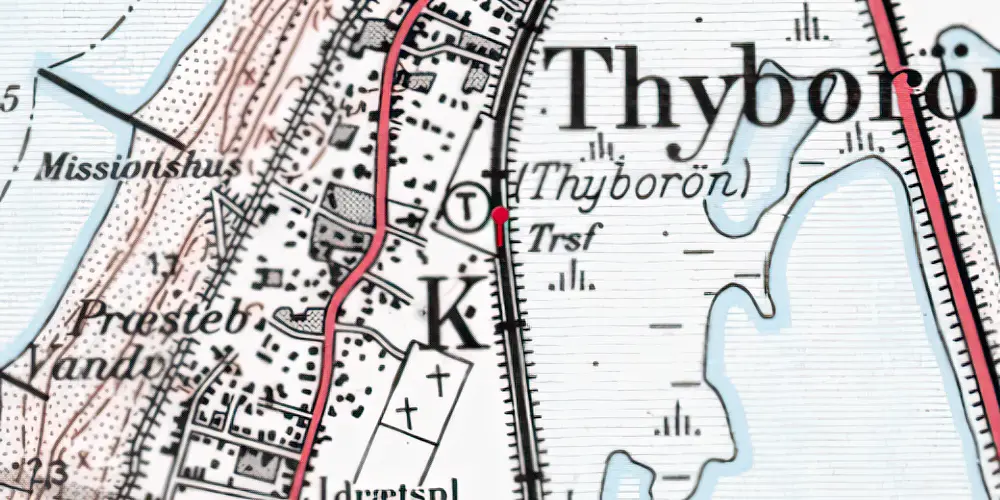 Historisk kort over Thyborøn Kirke Trinbræt Historisk kort over Thyborøn Kirke Trinbræt