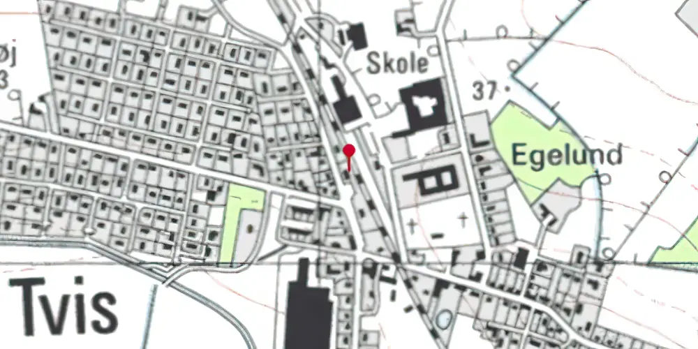 Historisk kort over Tvis Station