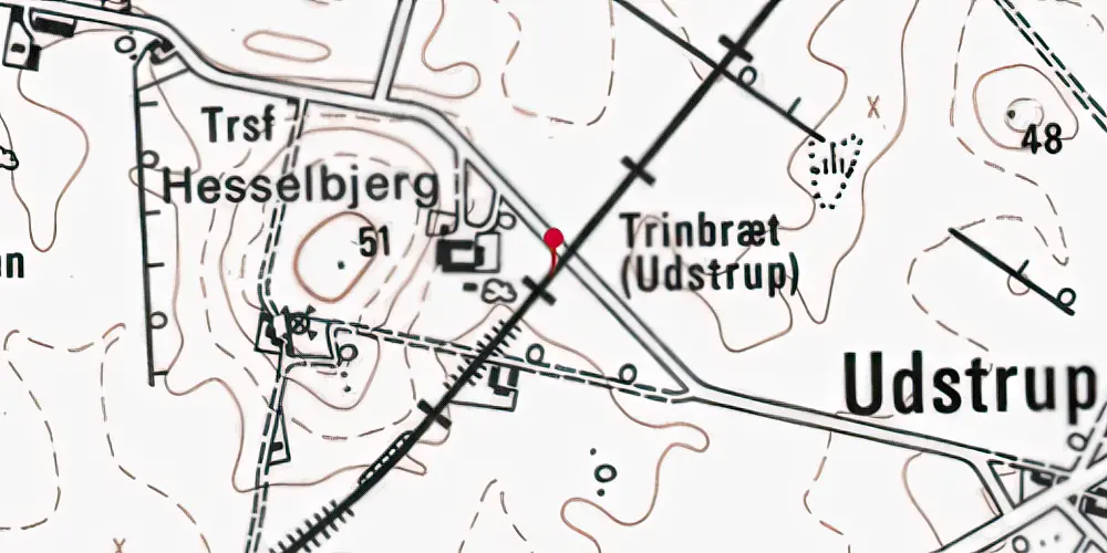 Historisk kort over Udstrup Trinbræt