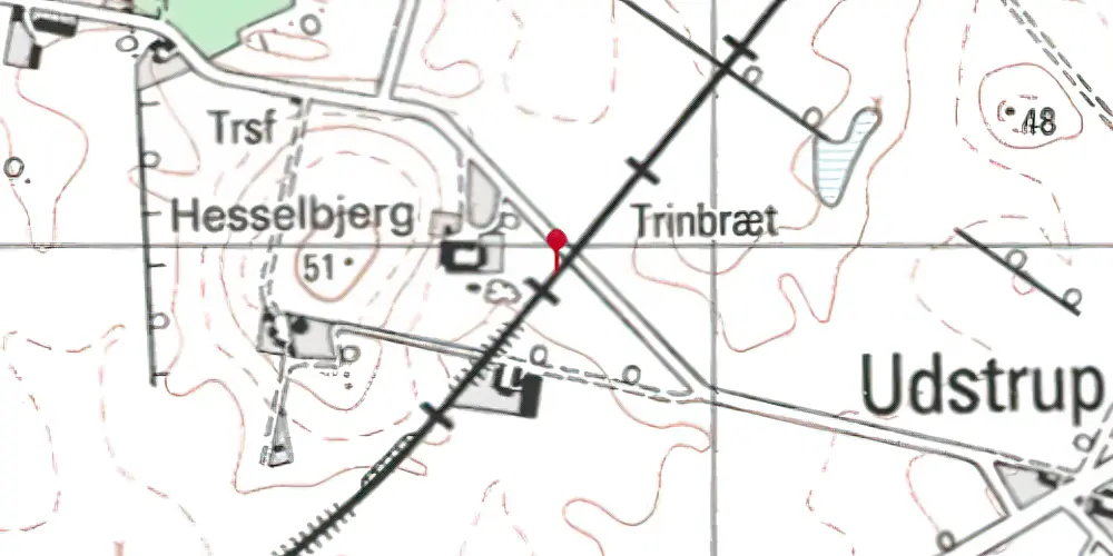 Historisk kort over Udstrup Trinbræt