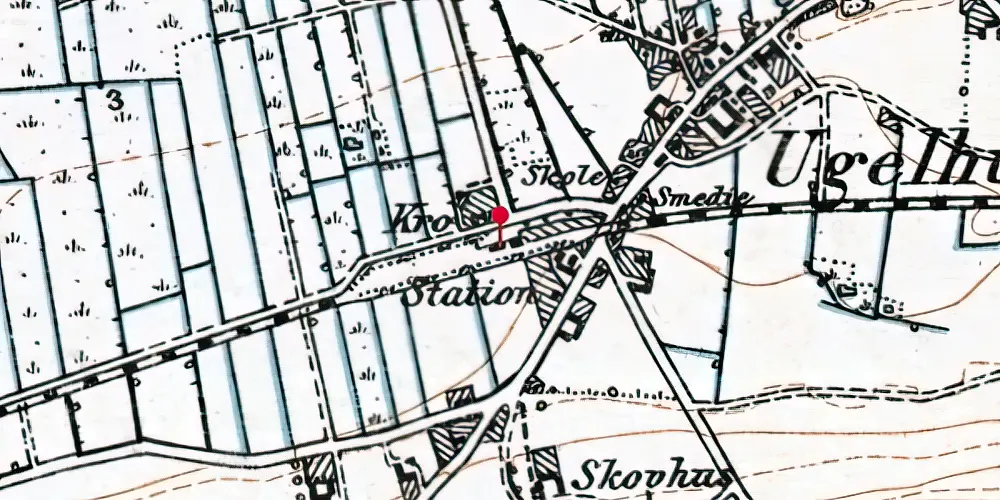 Historisk kort over Uggelhuse Station Historisk kort over Uggelhuse Station