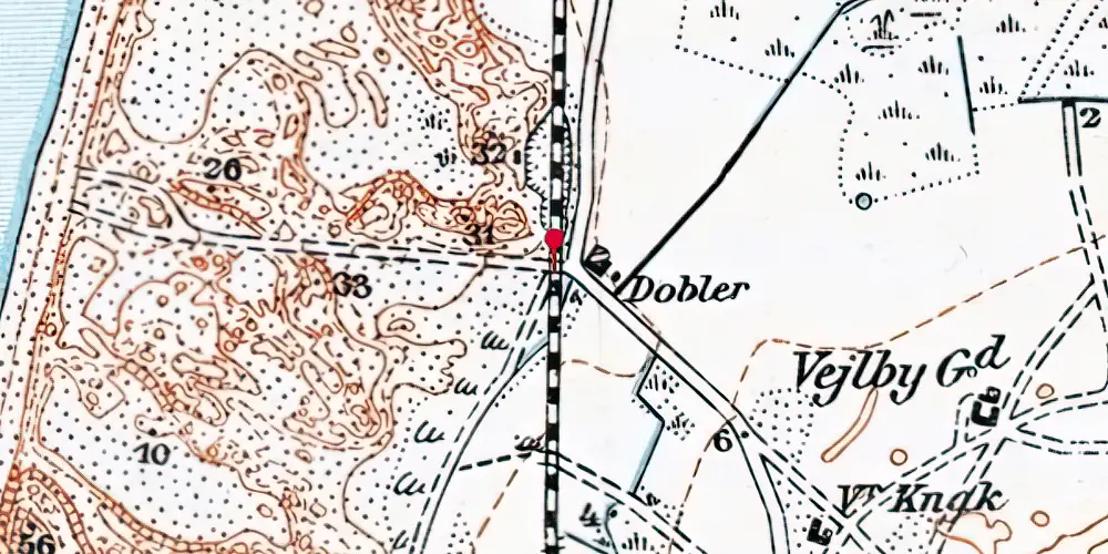 Historisk kort over Vejlby Nord Trinbræt