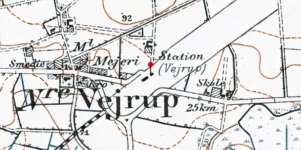Historisk kort over Vejrup Station