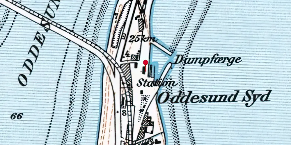 Historisk kort over Oddesund Syd Station