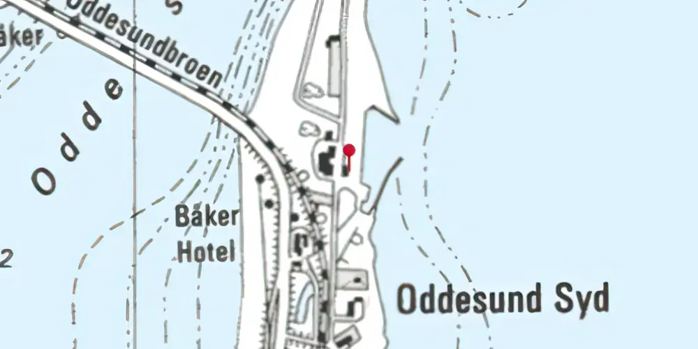 Historisk kort over Oddesund Syd Station