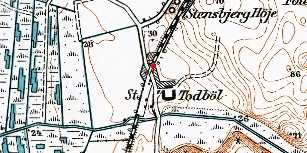 Historisk kort over Todbøl Trinbræt