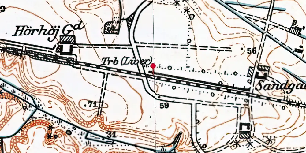 Historisk kort over Liver Å Trinbræt Historisk kort over Liver Å Trinbræt