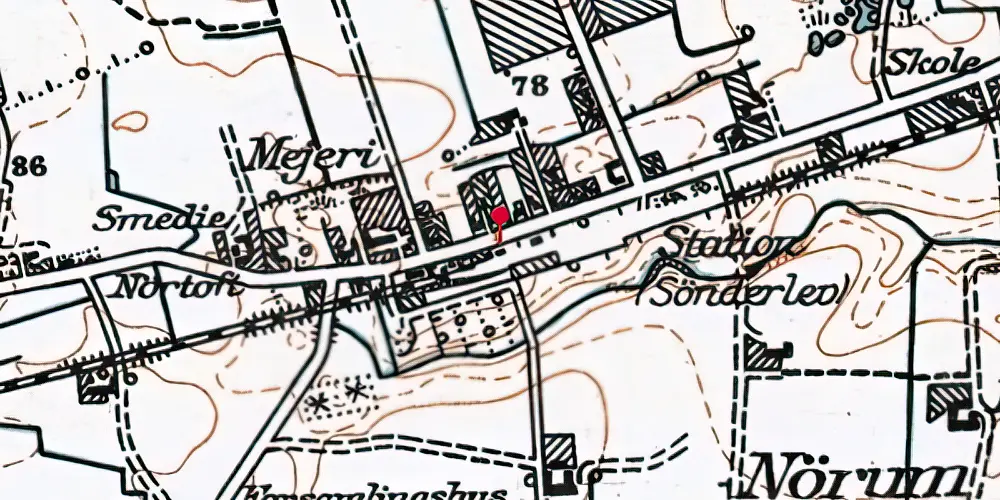 Historisk kort over Sønderlev Station Historisk kort over Sønderlev Station