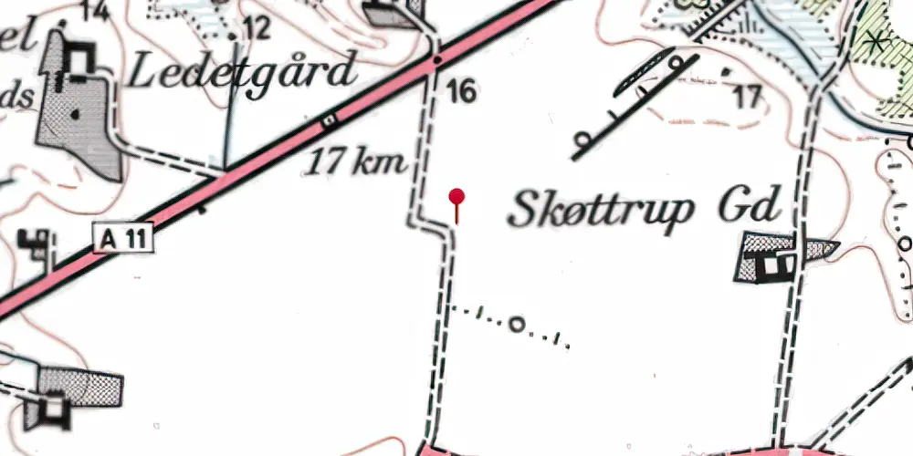 Historisk kort over Skøttrup Trinbræt