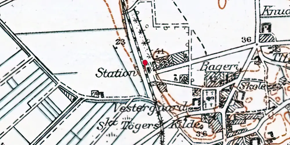 Historisk kort over Vrensted Station