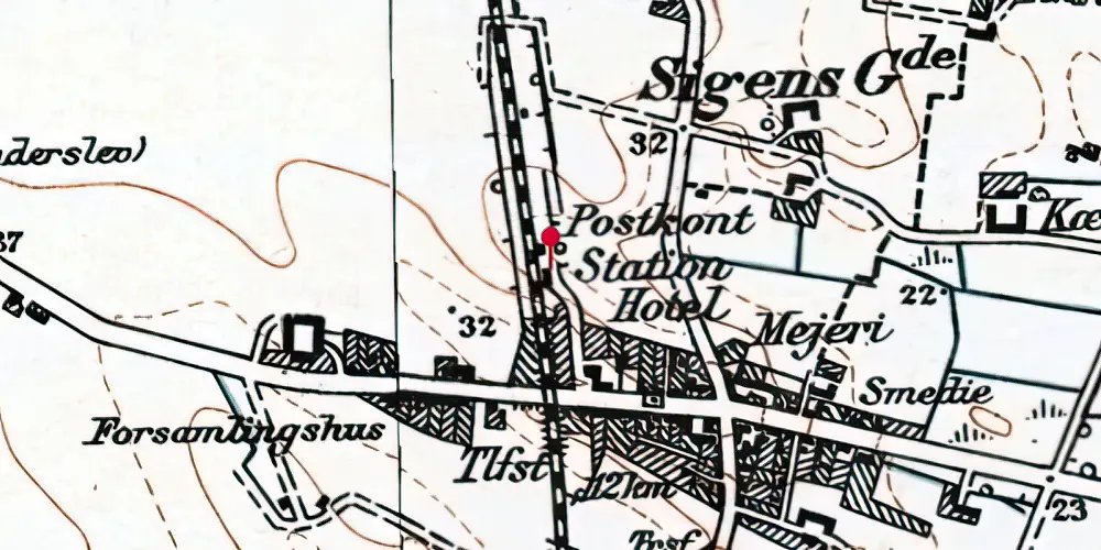 Historisk kort over Hjermitslev Station