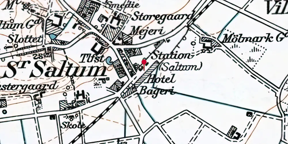Historisk kort over Saltum Station