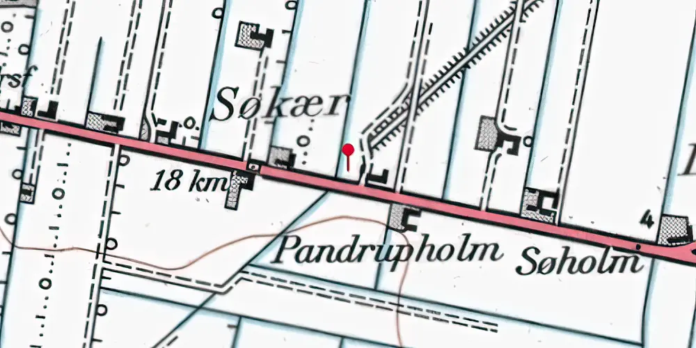 Historisk kort over Rendbæk Trinbræt