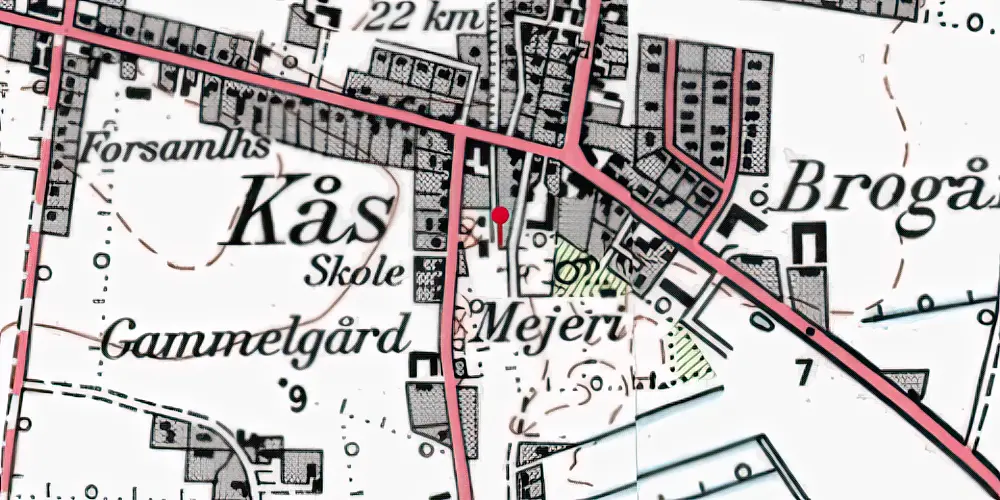 Historisk kort over Kaas Station