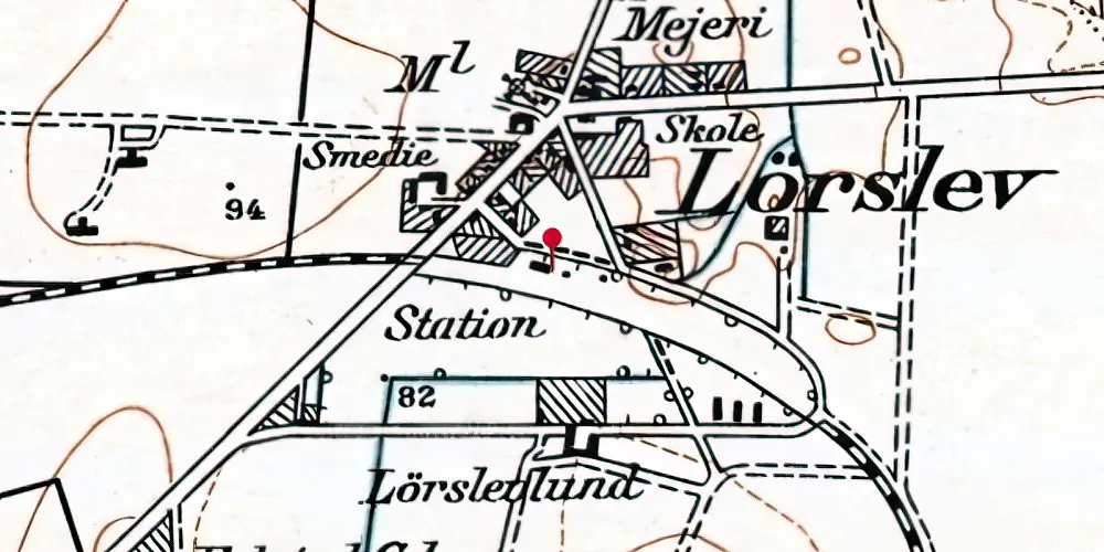 Historisk kort over Lørslev Station