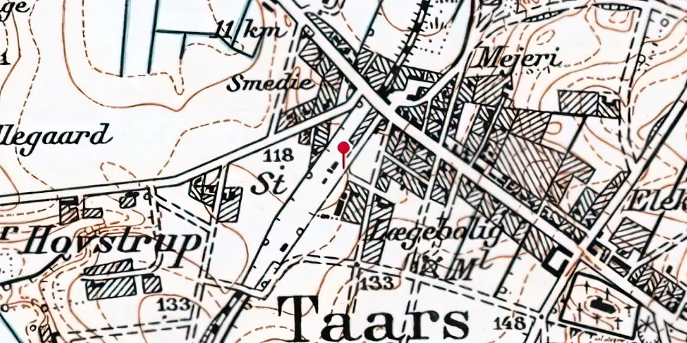 Historisk kort over Taars Station Historisk kort over Taars Station