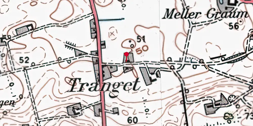 Historisk kort over Tranget Station Historisk kort over Tranget Station