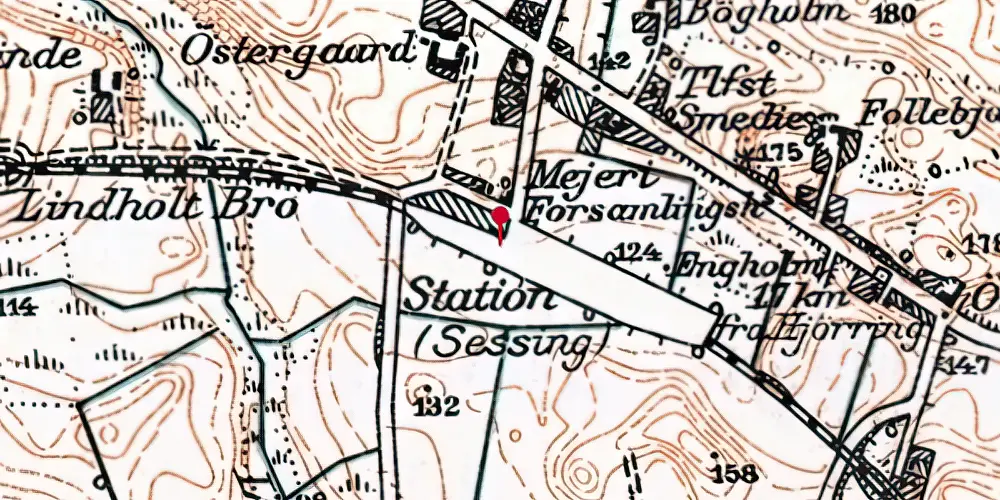 Historisk kort over Sæsing Station