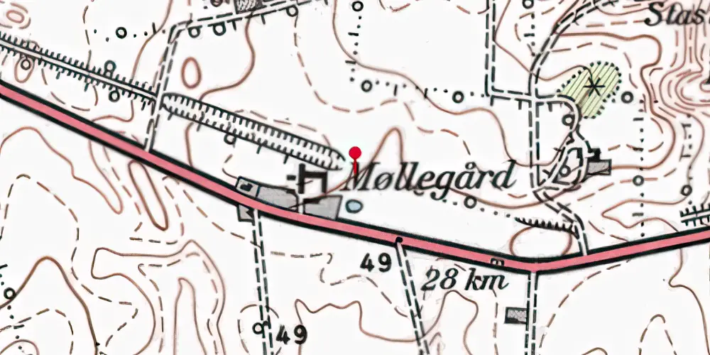 Historisk kort over Tamstrup Trinbræt