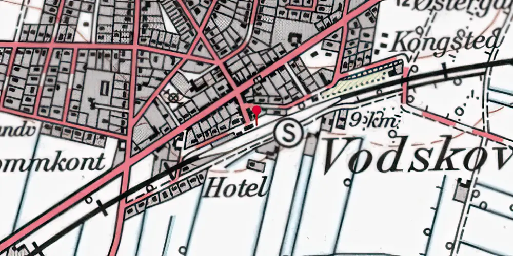 Historisk kort over Vodskov Station Historisk kort over Vodskov Station