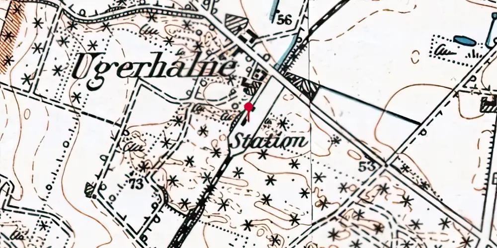 Historisk kort over Uggerhalne Station