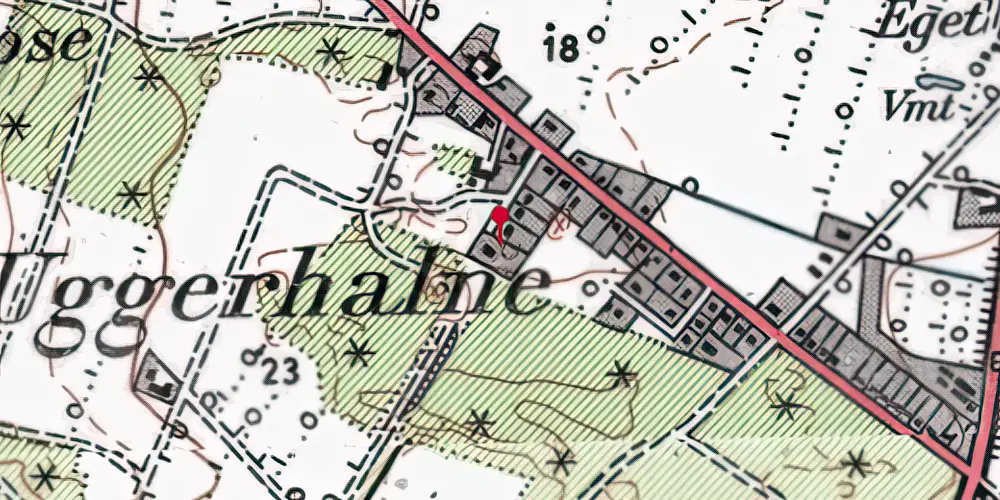 Historisk kort over Uggerhalne Station