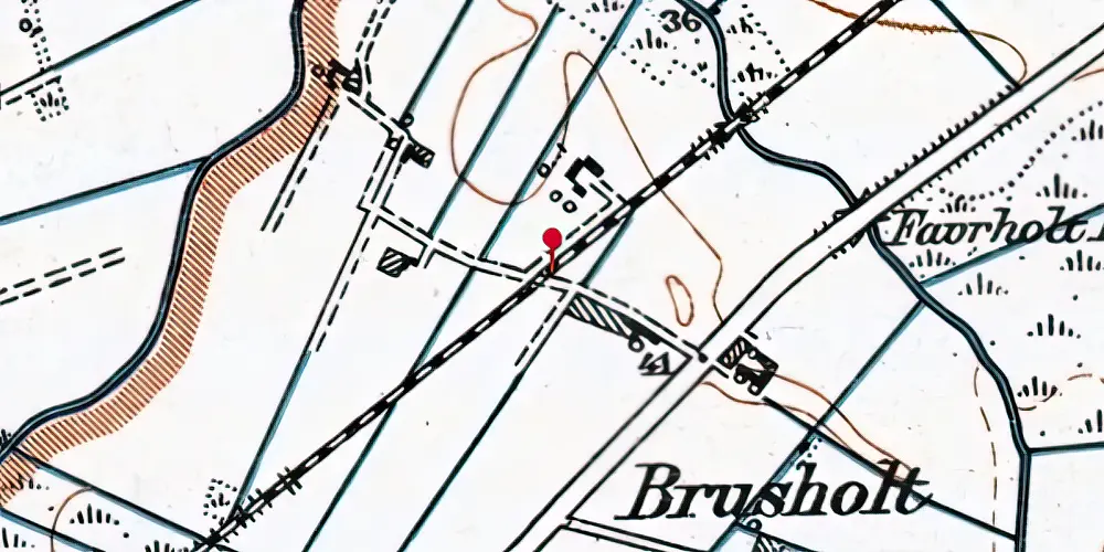 Historisk kort over Brusholt Trinbræt Historisk kort over Brusholt Trinbræt