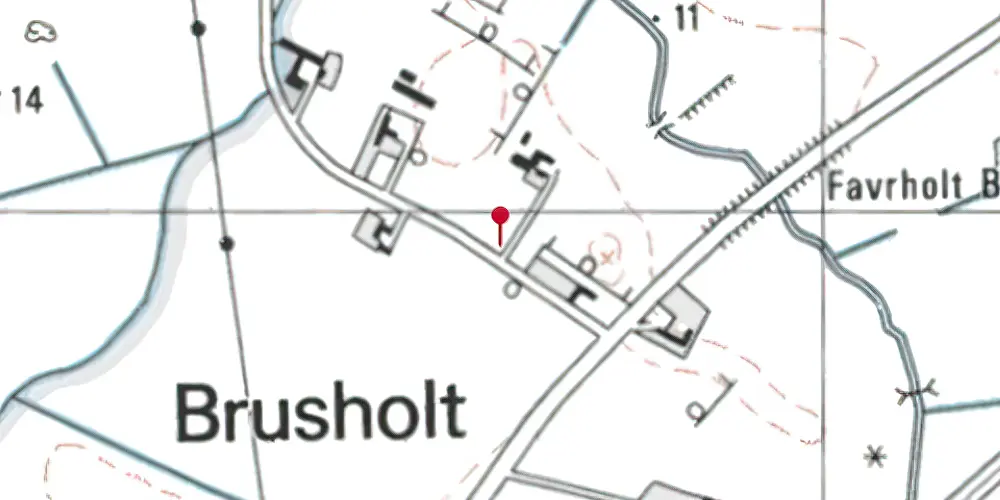 Historisk kort over Brusholt Trinbræt Historisk kort over Brusholt Trinbræt