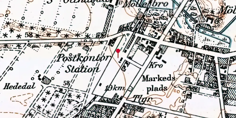 Historisk kort over Hjallerup Station