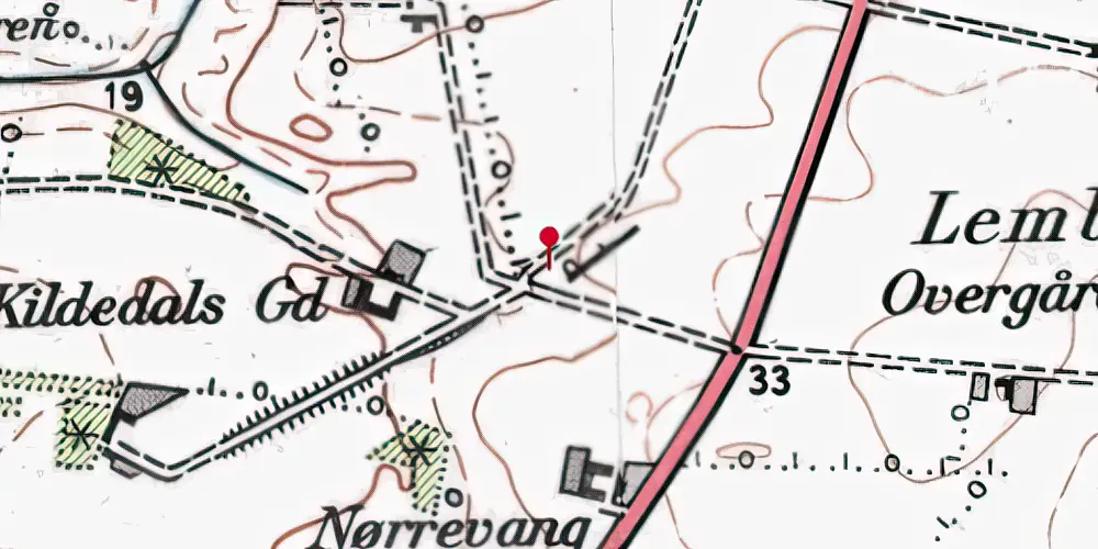 Historisk kort over Kildedal (Vodskov-Østervrå) Trinbræt Historisk kort over Kildedal (Vodskov-Østervrå) Trinbræt