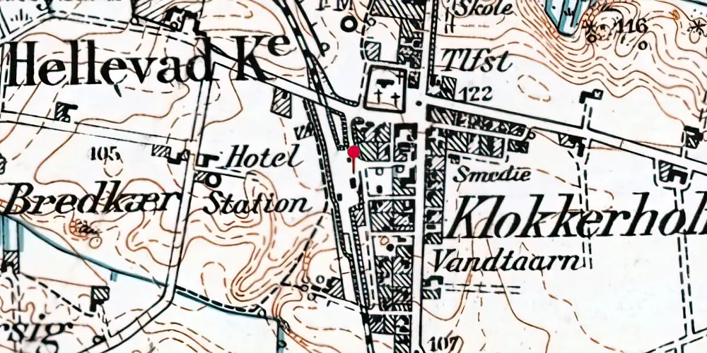 Historisk kort over Klokkerholm Station Historisk kort over Klokkerholm Station
